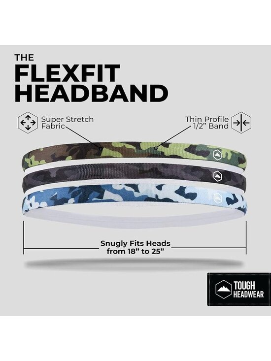 Women\'s Camo- 6 Thin Elastic Headbands Sports Workout Running Sweatbands main image 5